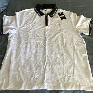 Men’s don’t white/black polo.